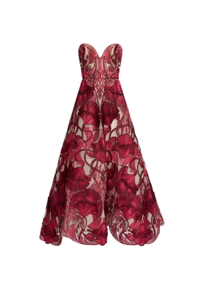 Elie Saab strapless tulle midi dress - Red