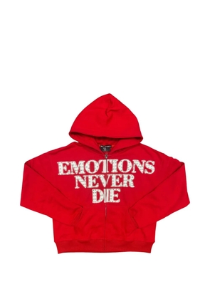 Mixed Emotion rhinestone-embellished zip-up hoodie - Red