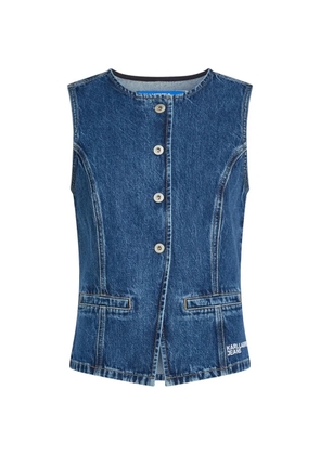 Karl Lagerfeld Jeans logo-embroidered denim top - Blue