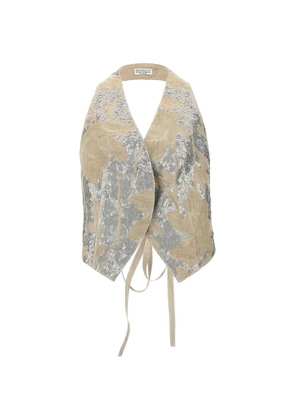 Brunello Cucinelli sequin-embellished embroidered vest - Neutrals