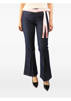 SULTRY VIRGIN ribbon-front slit-hem troiusers - Blue