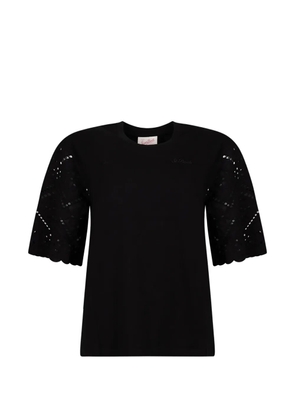 MC2 Saint Barth Maisa broderie-anglaise-sleeve T-shirt - Black