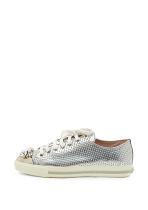 Miu Miu Pre-Owned crystal-embellished sneakers - Grey