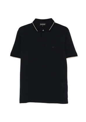 Emporio Armani logo-embroidered contrast-trim polo shirt - Blue