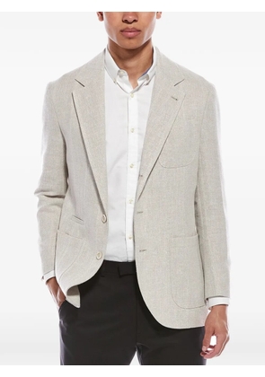 Brunello Cucinelli herringbone-pattern single-breasted blazer - Neutrals