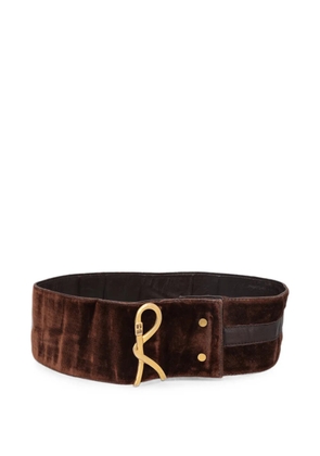 Roberta di Camerino Pre-Owned R logo velvet belt - Brown