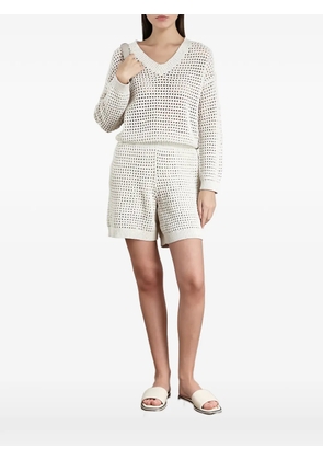 Brunello Cucinelli sequin-embellished open-knit shorts - Neutrals