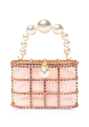 Rosantica Holli Pink crystal-embellished cage tote bag