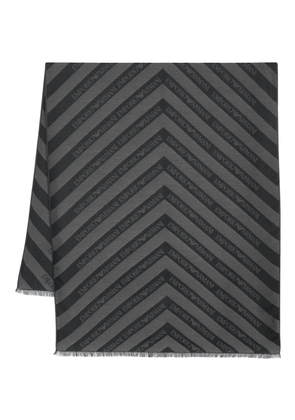 Emporio Armani chevron-jacquard scarf - Black