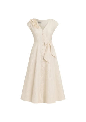 Baruni Johara floral-detail bow-fastening midi dress - Neutrals