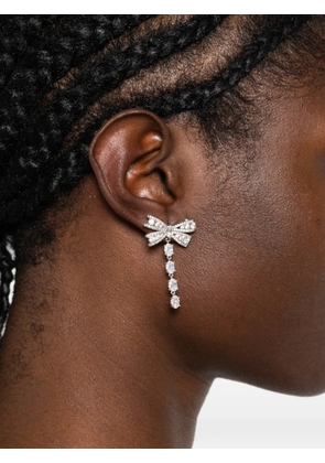 Self-Portrait crystal-bow drop earrings - Silver