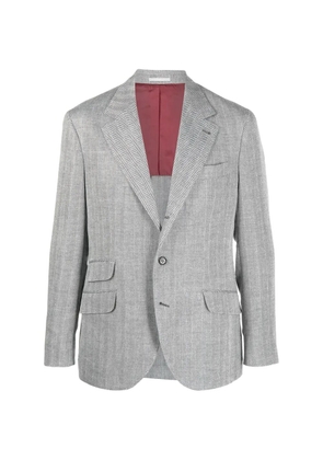 Brunello Cucinelli deconstructed herringbone blazer - Grey