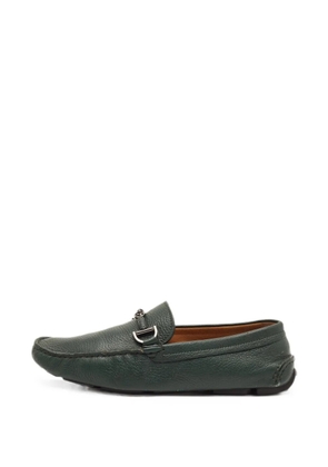 Giorgio Armani Pre-Owned logo-plaque suede loafers - Green