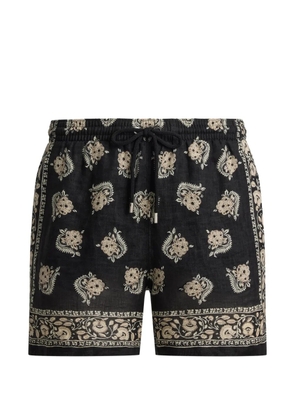 Ralph Lauren Purple Label drawstring floral-pattern swim trunk - Black