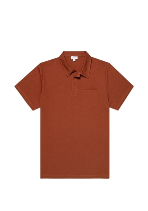 Sunspel Riviera piqué-weave chest-pocket polo shirt - Brown