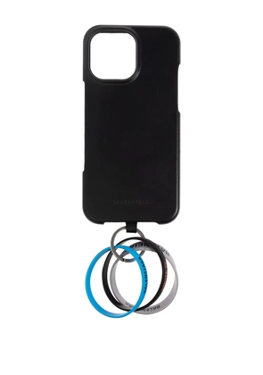 Balenciaga rings leather phone case - Black