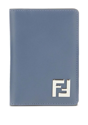FENDI logo-plaque leather cardholder - Blue