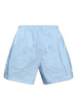 Balenciaga logo-embroidered striped swim shorts - Blue