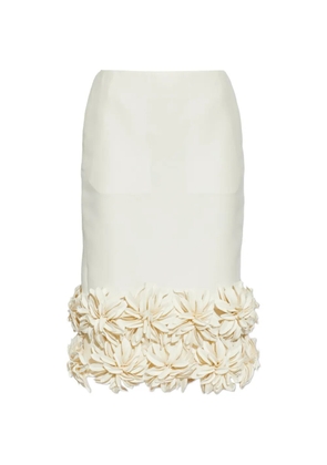 Balenciaga floral-appliqué wool midi skirt - Neutrals