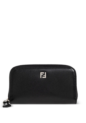 FENDI mini FF logo-plaque leather wallet - Black