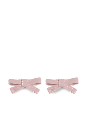 Balenciaga bow-shaped brass earrings - Pink
