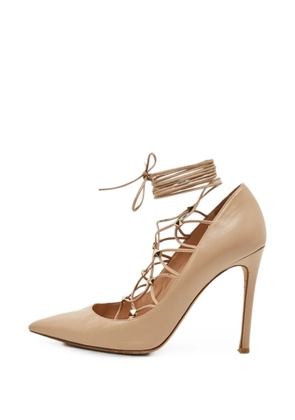 Valentino Garavani Pre-Owned Rockstud lace-up heeled pumps - Neutrals