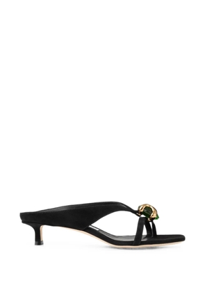 Jimmy Choo Emeri Stone 35 black and clover suede sandals