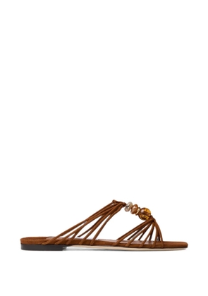 Jimmy Choo Lova mule flat tan mix suede flats with beads - Brown