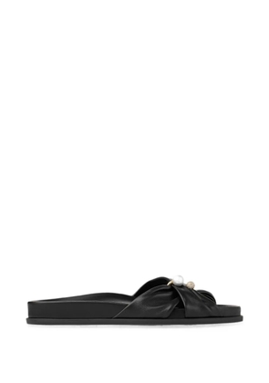 Jimmy Choo Rafi Flat black soft glove leather flat sandals