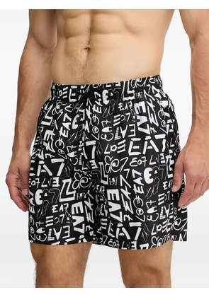 Ea7 Emporio Armani graphic-print swim shorts - Black