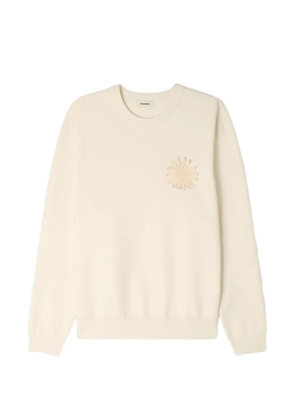 SANDRO flower-patch long-sleeve sweater - Neutrals
