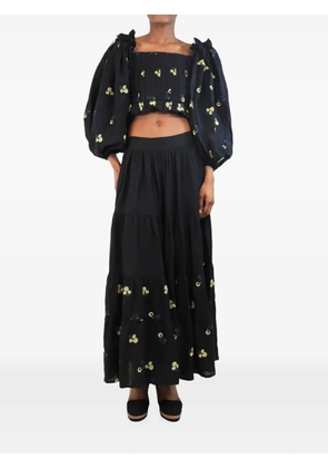 LUG VON SIGA floral-embroidered tiered top and skirt set (set of two) - Black