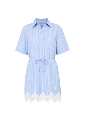 Simkhai Calder lace-trim cotton mini dress - Blue