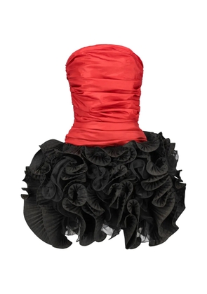 Vintage ruched ruffled mini dress - Black
