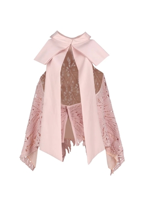 Vintage lace-overlay halterneck top - Pink