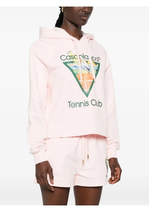 Casablanca Tennis Club Triangle graphic-print cropped hoodie - Pink
