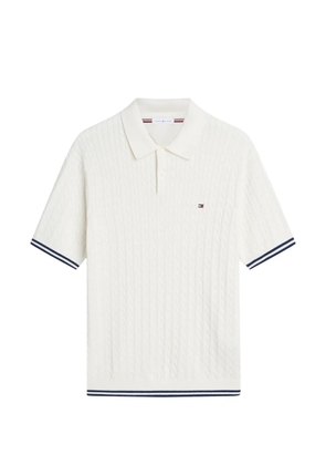 Tommy Hilfiger cable-knit polo sweater - White
