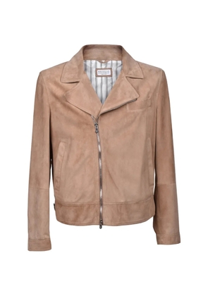 Brunello Cucinelli suede biker suede jacket - Neutrals