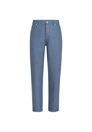 Brunello Cucinelli virgin wool flannel five-pocket trousers - Blue