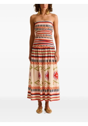 Carolina K Malla striped-print midi dress - Neutrals