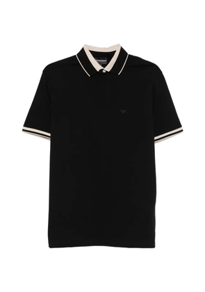 Emporio Armani logo-embroidered polo shirt - Black