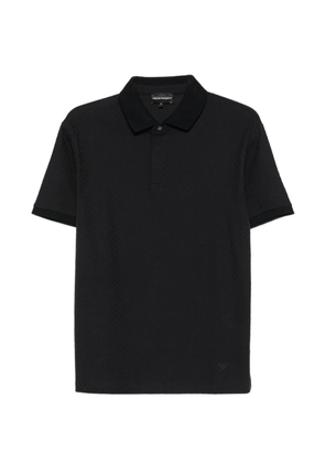 Emporio Armani chevron-knit short-sleeve polo shirt - Blue