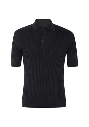 Brunello Cucinelli ribbed-knit polo shirt - Blue