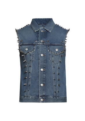 MARKING DISTANCE spike-embellished denim vest - Blue