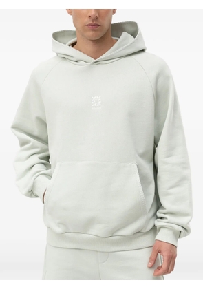 HUGO blanket-stitch embroidered-logo hoodie - Green
