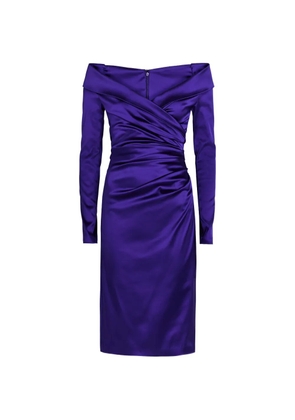 Talbot Runhof off-shoulder ruched dress - Purple