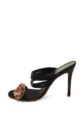 Valentino Garavani Pre-Owned floral-appliqué sandals - Black