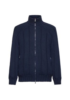Brunello Cucinelli ribbed-knit zip-up jacket - Blue