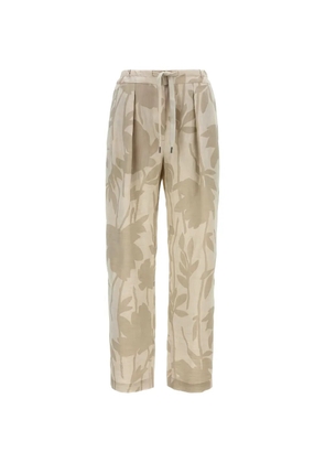 Brunello Cucinelli floral-print linen trousers - Neutrals