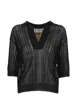 Uma Wang ladder-stitch V-neck sweater - Black